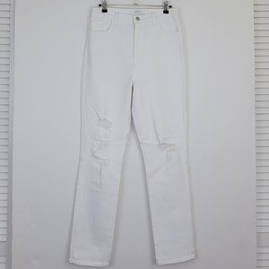 J BRAND 1212 Runway High Rise Straight Ankle Distressed Jean, White Destruct